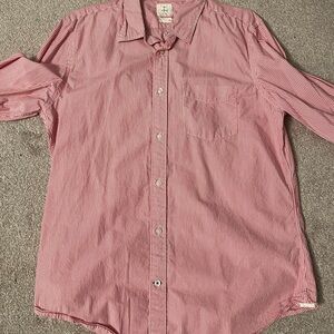 GAP Men's Casual Red Striped Button Down Shirt